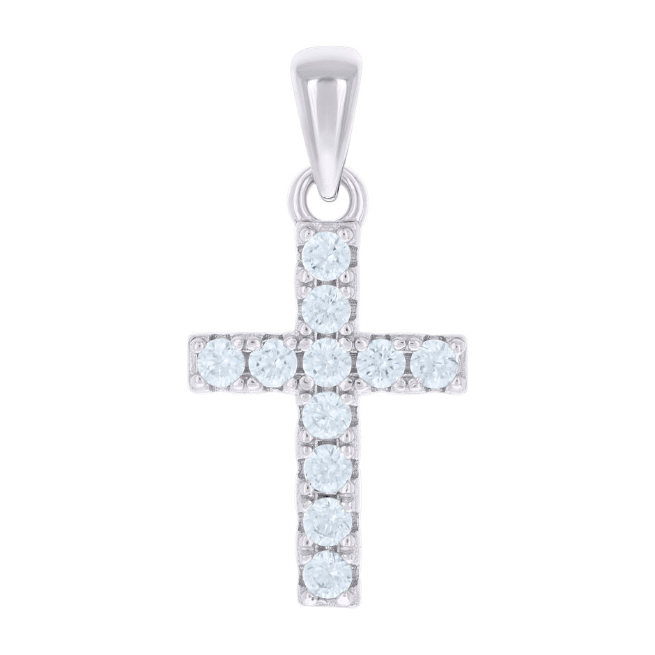 925 Sterling Silver Unisex Cubic-Zirconia Cross Religious Charm Pendant
