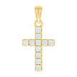 925 Sterling Silver Yellow-tone Unisex Cubic-Zirconia Cross Religious Charm Pendant