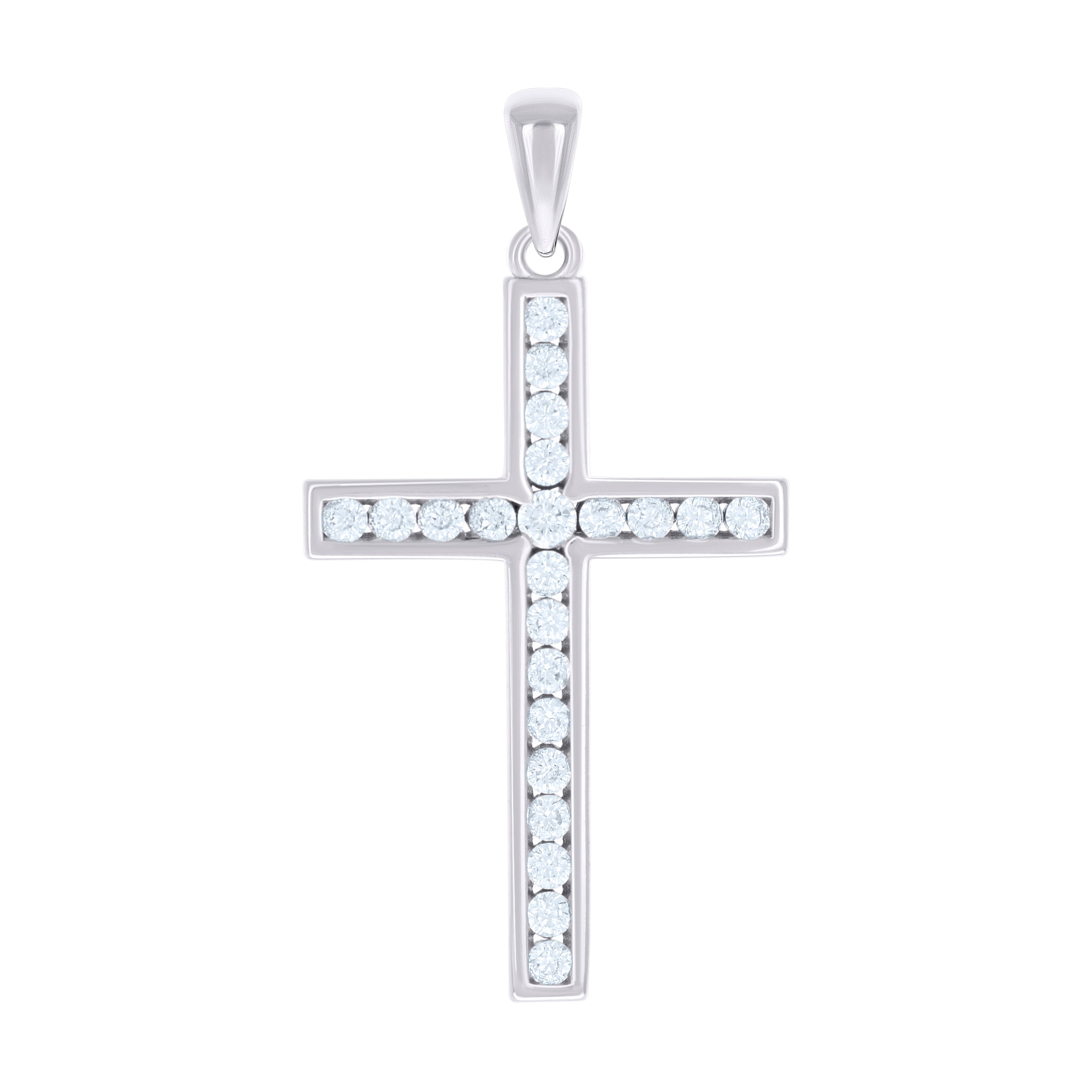 925 Sterling Silver Unisex Cubic-Zirconia Cross Religious Charm Pendant