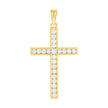 925 Sterling Silver Yellow-tone Unisex Cubic-Zirconia Cross Religious Charm Pendant