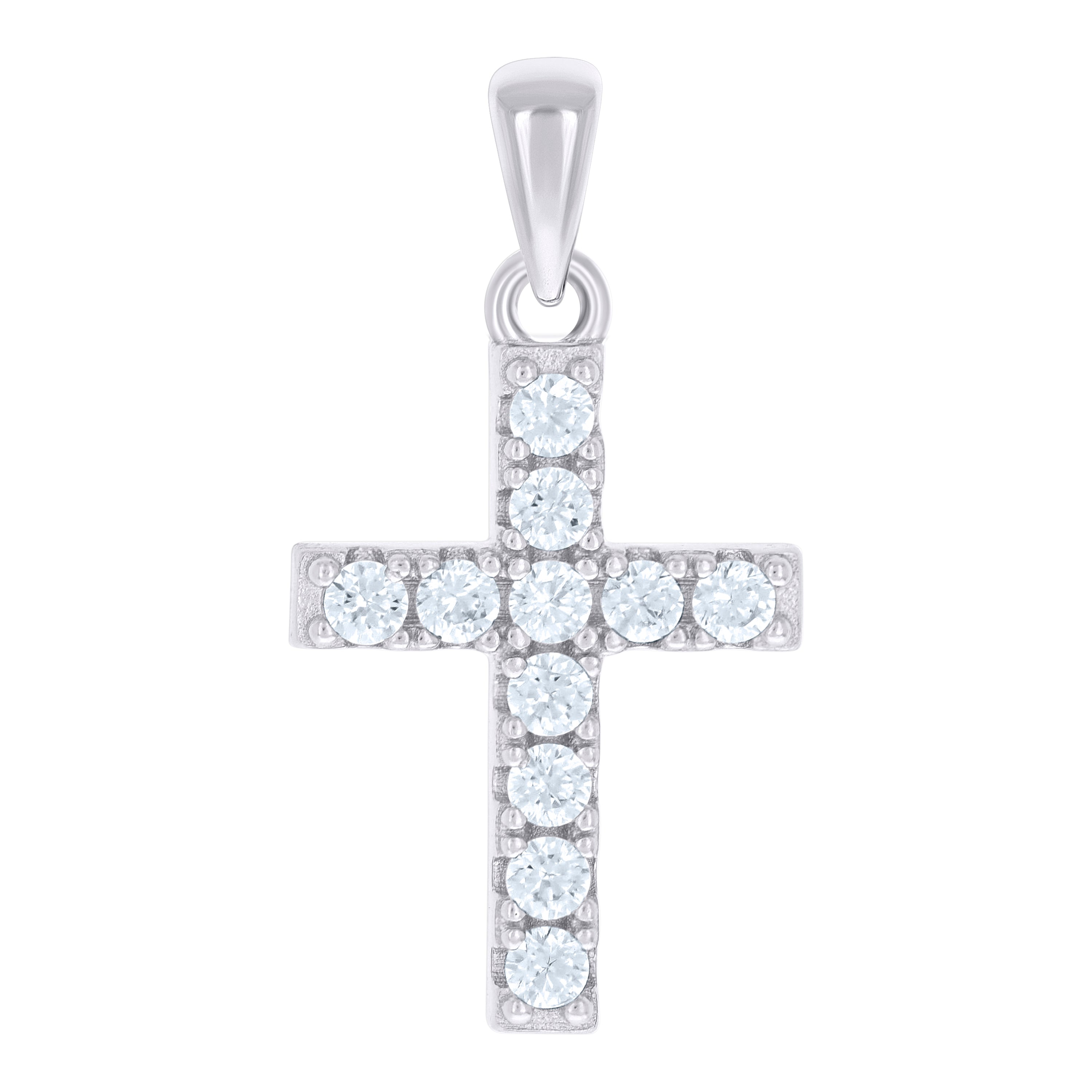 925 Sterling Silver Unisex Cubic-Zirconia Cross Religious Charm Pendant