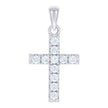 925 Sterling Silver Unisex Cubic-Zirconia Cross Religious Charm Pendant