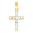 925 Sterling Silver Yellow-tone Unisex Cubic-Zirconia Cross Religious Charm Pendant