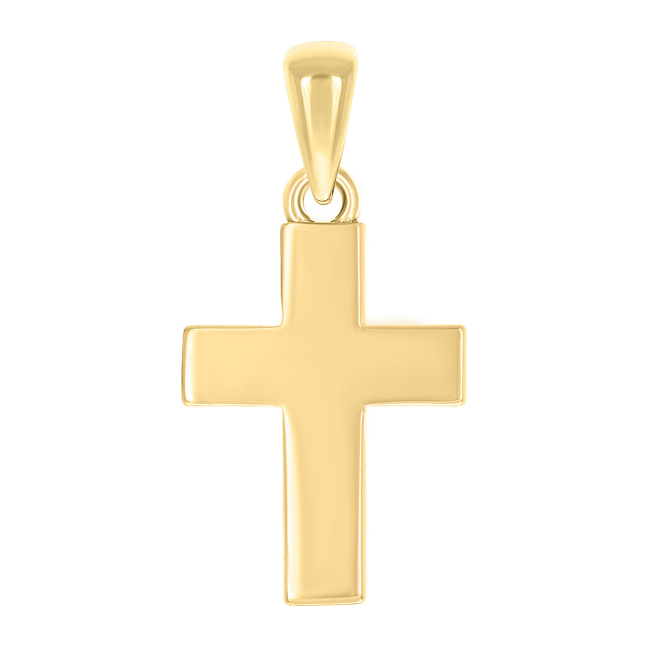 925 Sterling Silver Yellow-tone Unisex Without CZ Cross Religious Charm Pendant