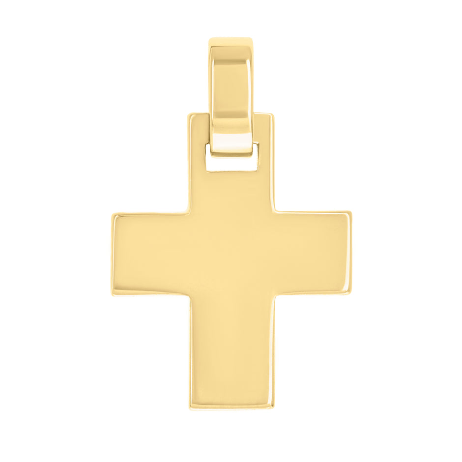 925 Sterling Silver Yellow-tone Unisex Without CZ Cross Religious Charm Pendant