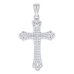 925 Sterling Silver Unisex Cubic-Zirconia Cross Religious Charm Pendant