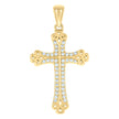 925 Sterling Silver Yellow-tone Unisex Cubic-Zirconia Cross Religious Charm Pendant