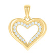 925 Sterling Silver Yellow-tone Womens Cubic-Zirconia Heart Pendant 