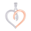 925 Sterling Silver Rose-tone Womens Cubic-Zirconia Heart Pendant 