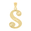 10kt Yellow Gold Unisex Diamond-Cut Initial S Charm Pendant
