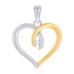 925 Sterling Silver Yellow-tone Womens Cubic-Zirconia Heart Pendant 