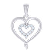 925 Sterling Silver Womens Cubic-Zirconia Heart In Heart Pendant 