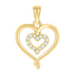 925 Sterling Silver Yellow-tone Womens Cubic-Zirconia Heart In Heart Pendant 