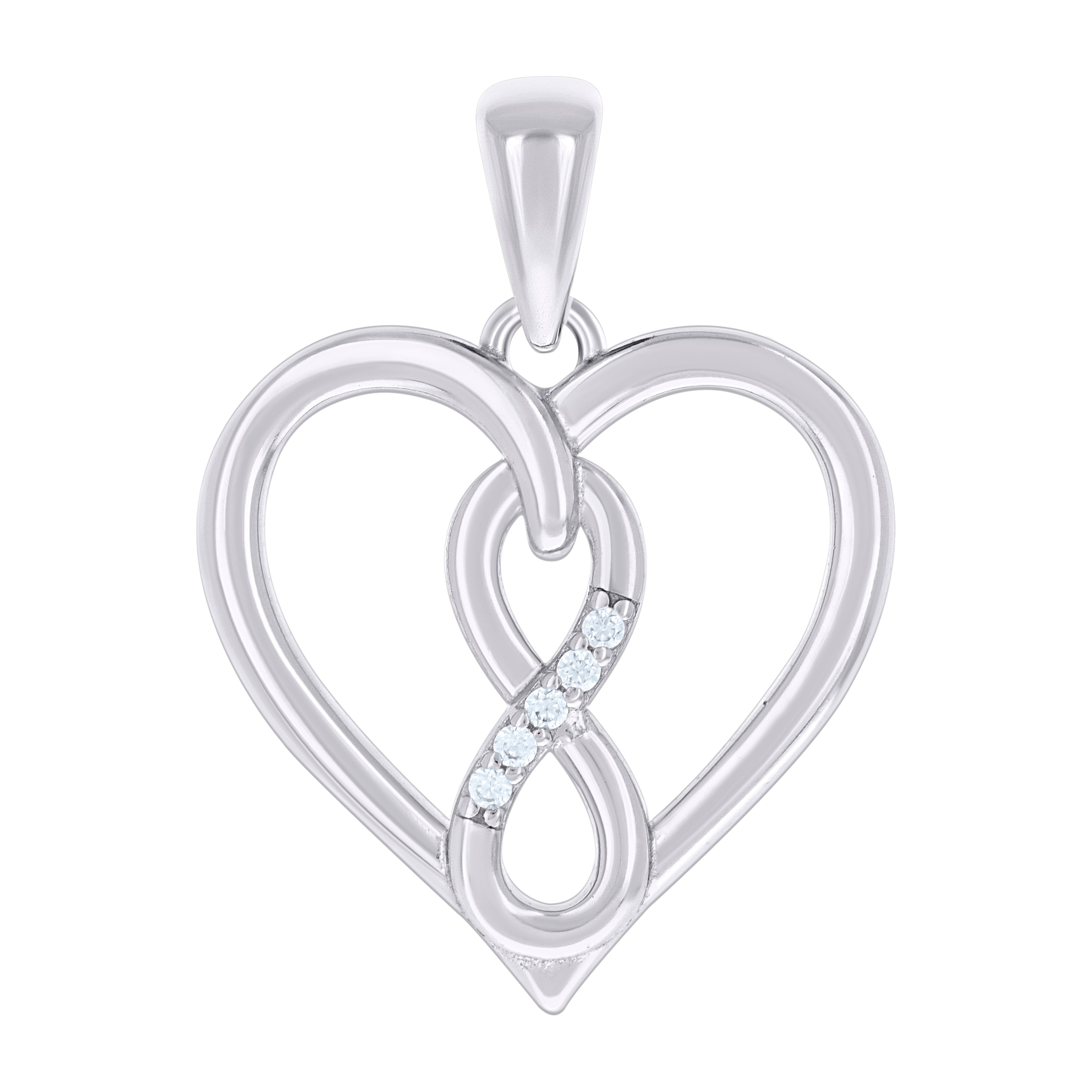 925 Sterling Silver Womens Cubic-Zirconia Infinity Heart Pendant 