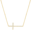 925 Sterling Silver Yellow-tone Womens Cubic-Zirconia Sideways Cross Religious Charm Necklace Size 17 + 1 Inches