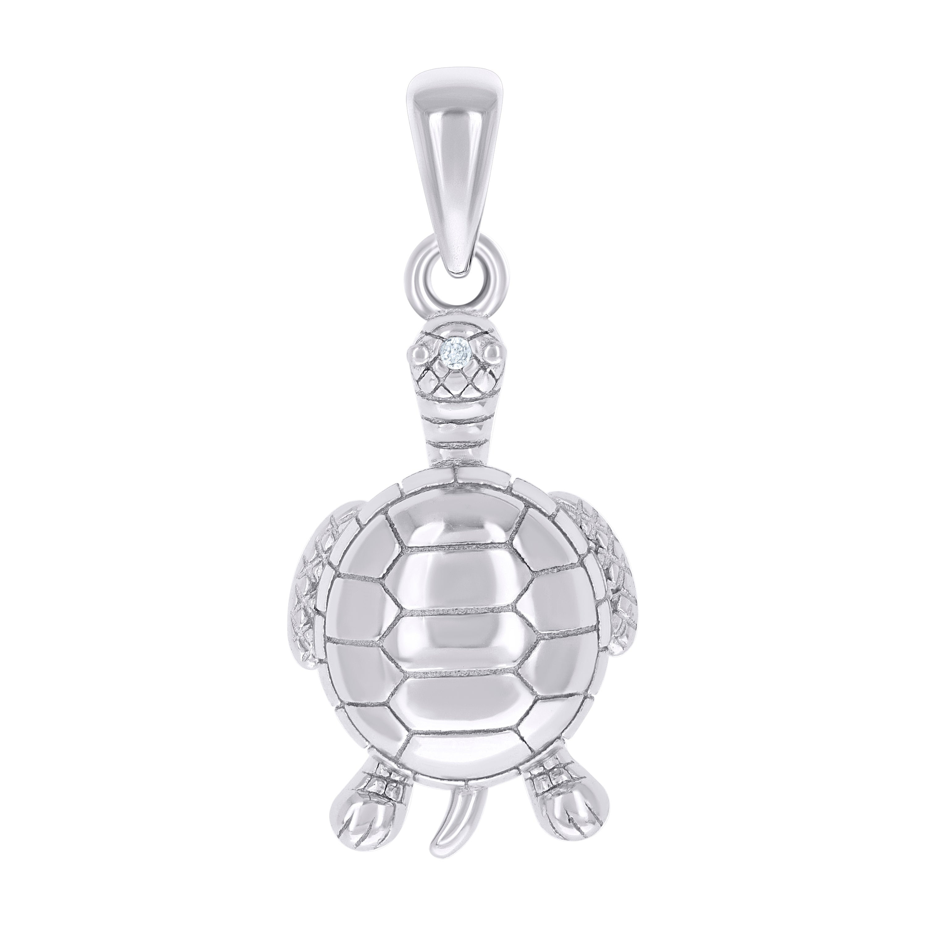 925 Sterling Silver Unisex Cubic-Zirconia Turtle Ocean Pendant 