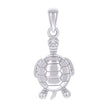 925 Sterling Silver Unisex Cubic-Zirconia Turtle Ocean Pendant 