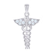 925 Sterling Silver Unisex Cubic-Zirconia Caduceus Medical Symbol Occupation Pendant 