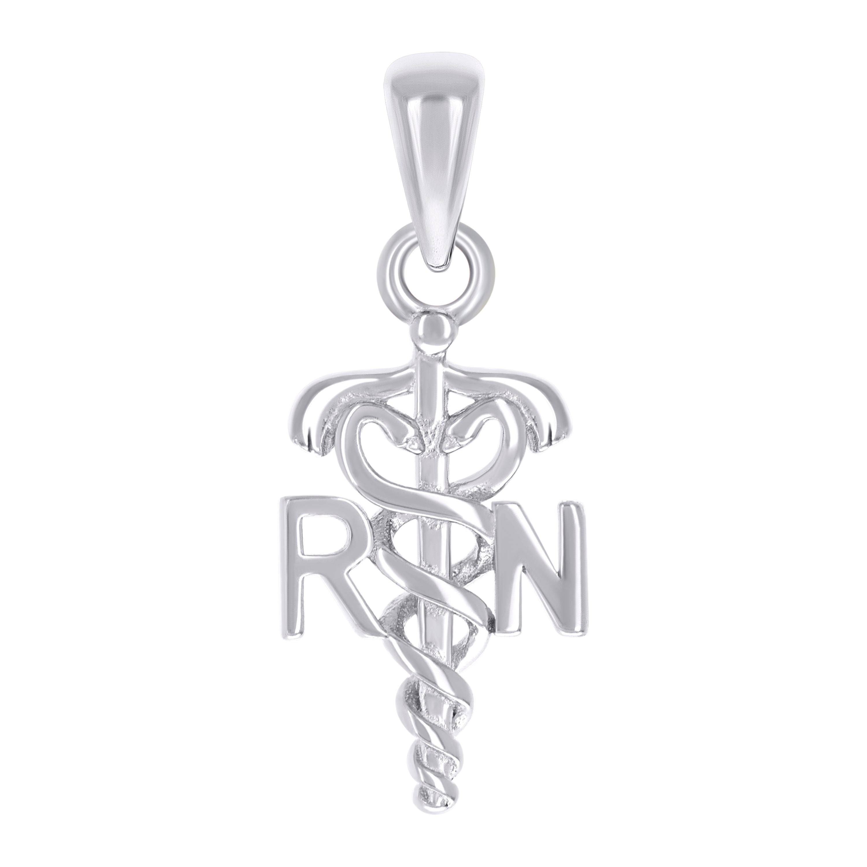 925 Sterling Silver Womens Without CZ Registered Nurse RN Medical Symbol Occupation Pendant 