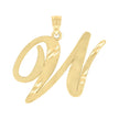 10kt Yellow Gold Unisex Diamond-Cut Initial W Charm Pendant