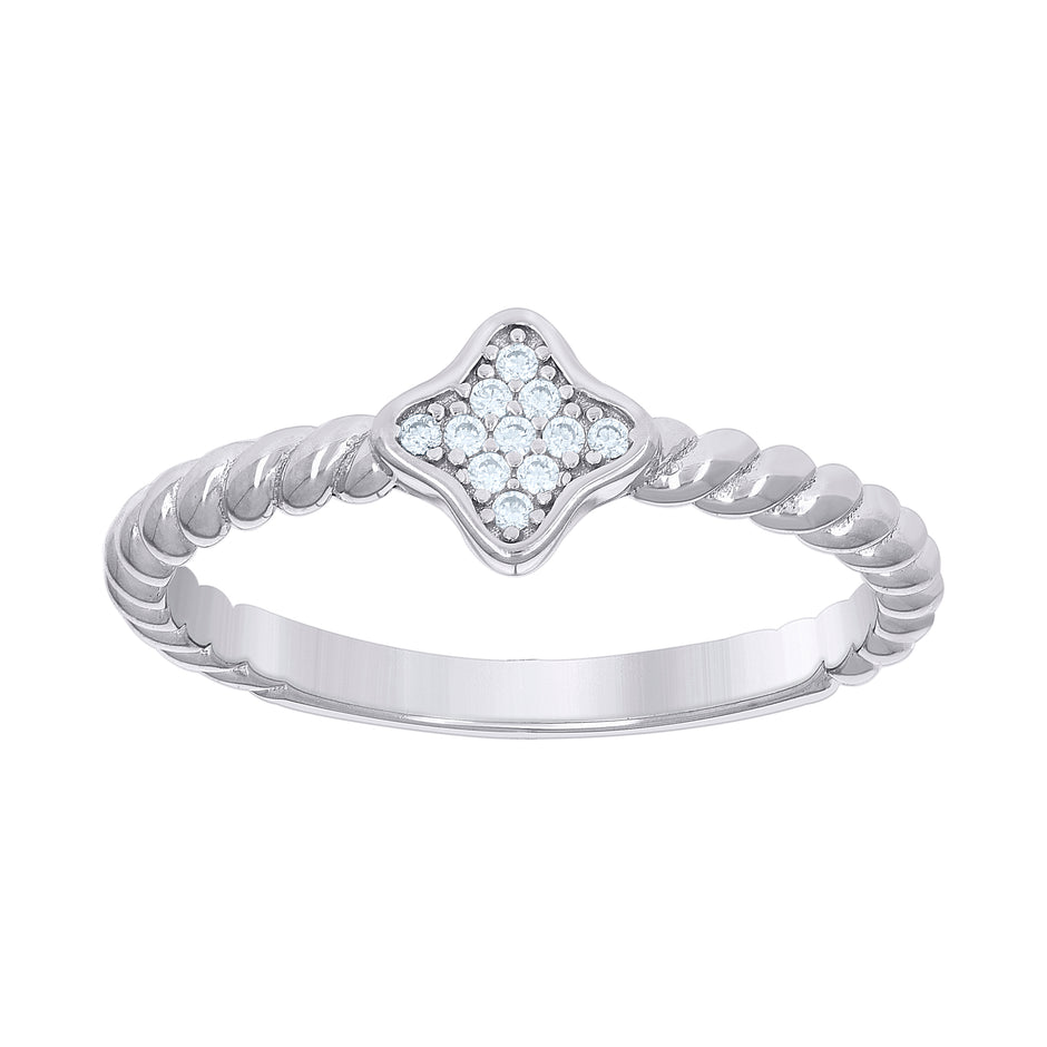 925 Sterling Silver Womens Cubic-Zirconia Twisted Flower Engagement Ring Size 8 - SLV-136521