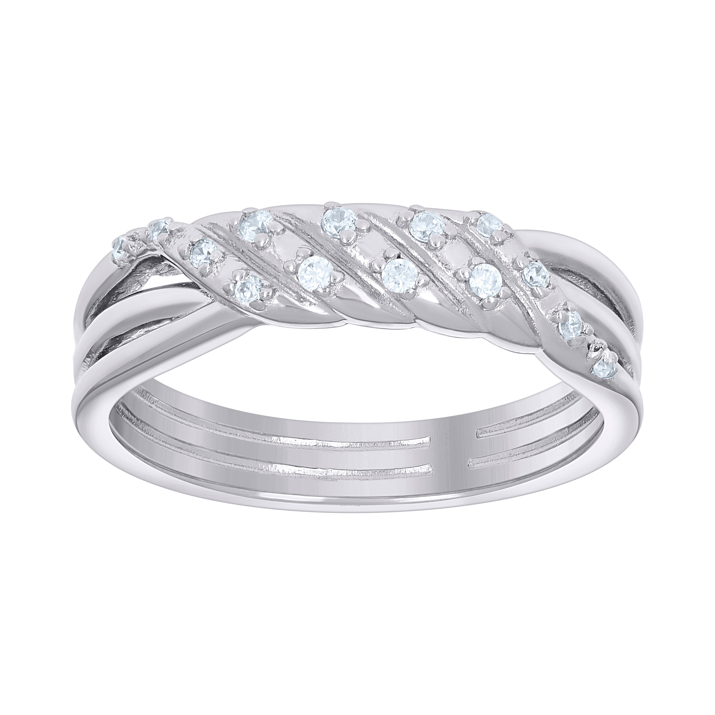 925 Sterling Silver Womens Cubic-Zirconia Twisted Fashion Engagement Ring Size 5