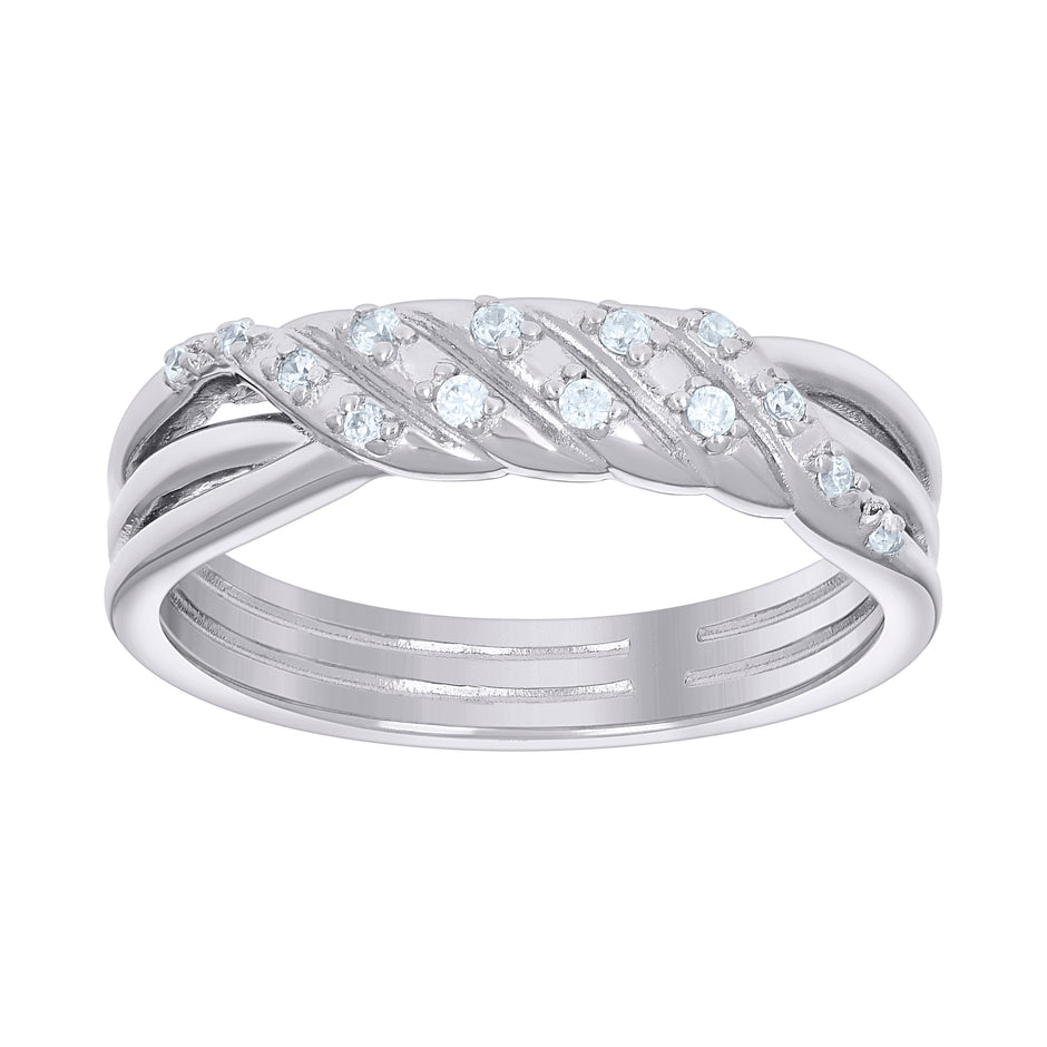 925 Sterling Silver Womens Cubic-Zirconia Twisted Fashion Engagement Ring Size 7 - SLV-136526