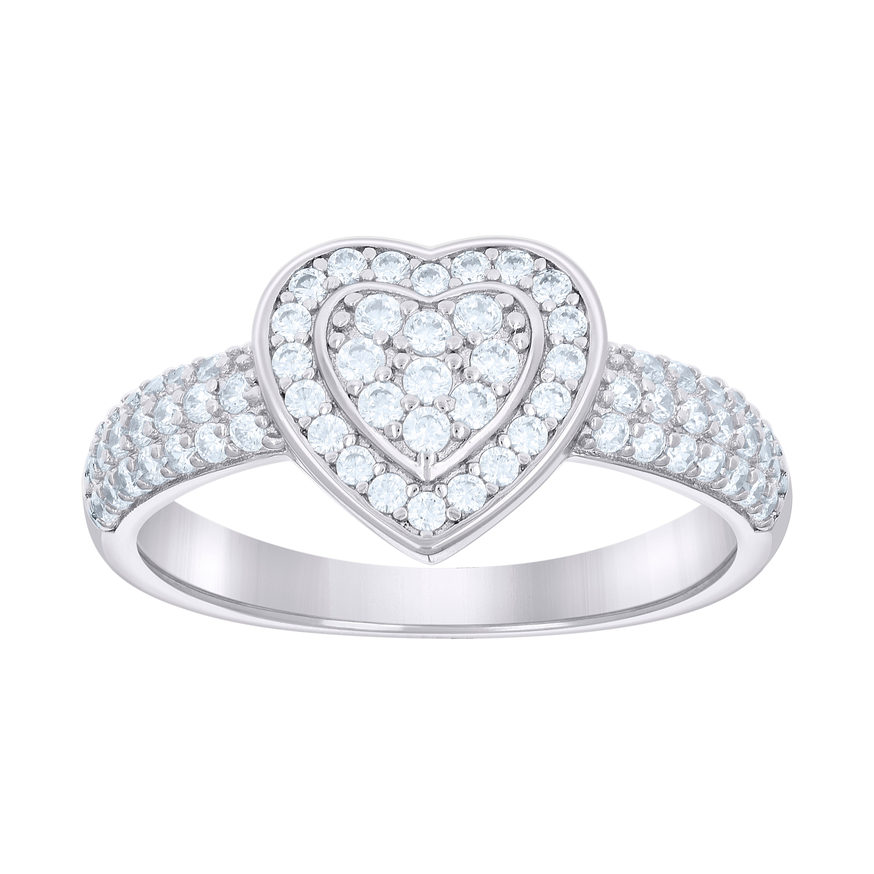 925 Sterling Silver Womens Cubic-Zirconia Heart Ring Size 8 - SLV-136538