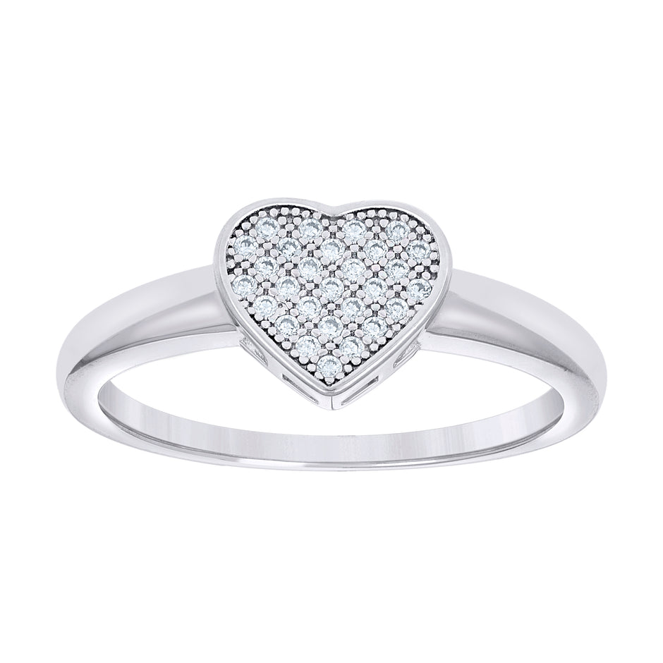 925 Sterling Silver Womens Cubic-Zirconia Heart Engagement Ring Size 8 - SLV-136545