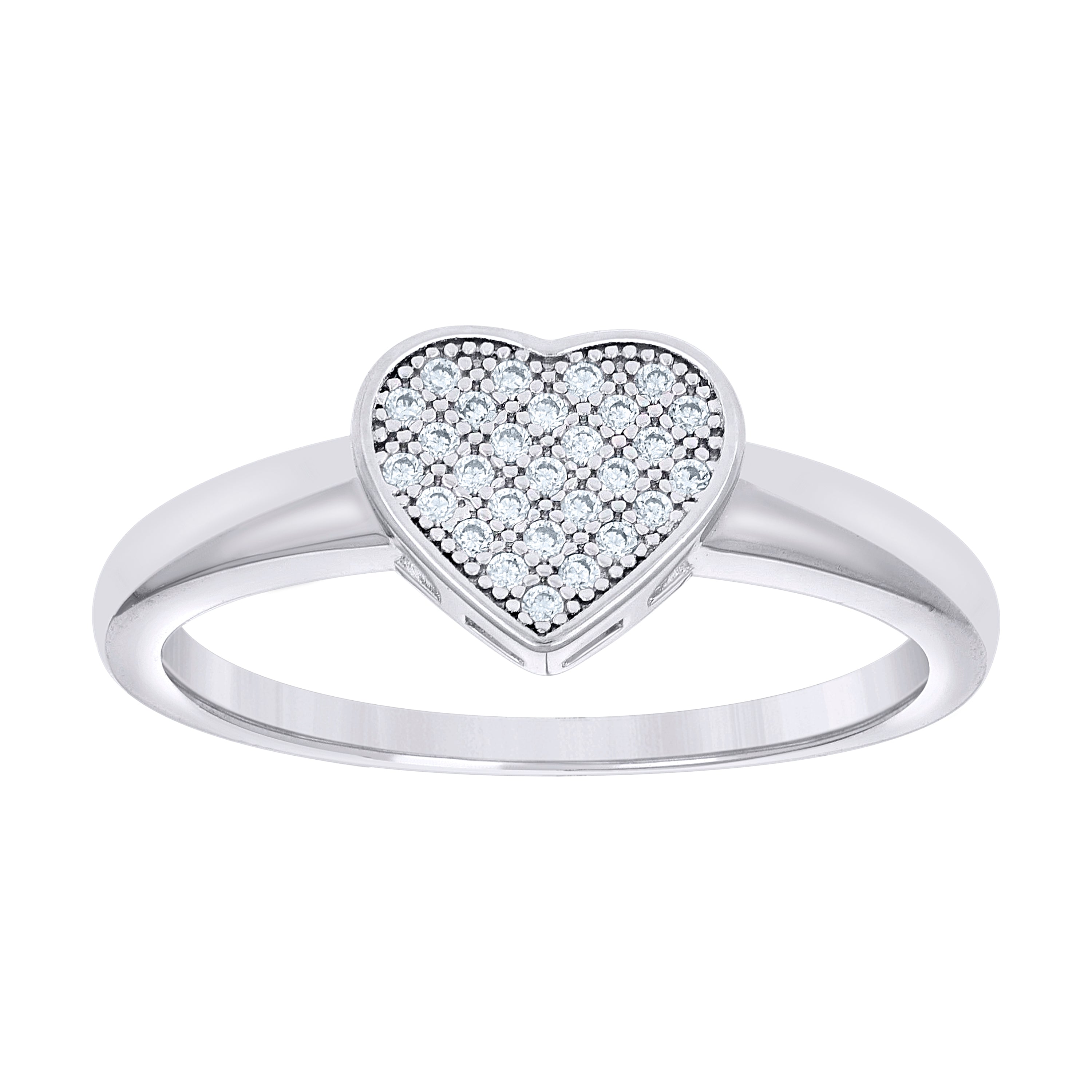 925 Sterling Silver Womens Cubic-Zirconia Heart Engagement Ring Size 9 - SLV-136546