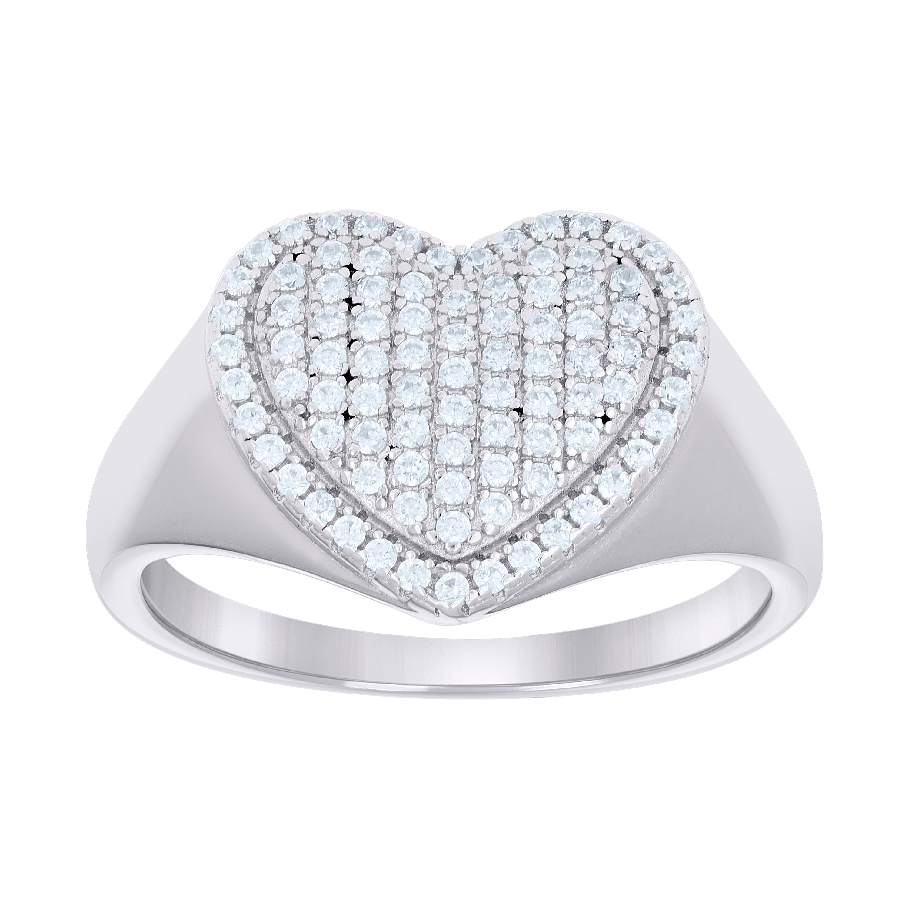 925 Sterling Silver Womens Cubic-Zirconia Heart Ring Size 6 - SLV-136551