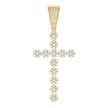 925 Sterling Silver Yellow-tone Men Cubic-Zirconia Cross Religious Charm Pendant 