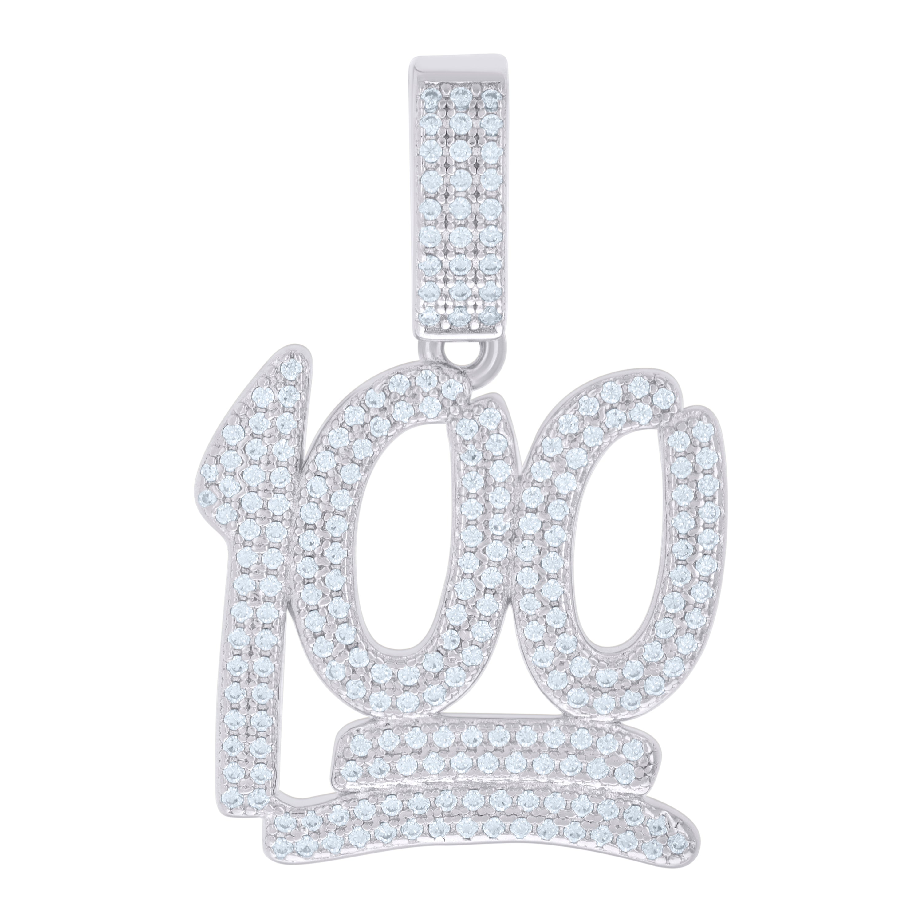 925 Sterling Silver Unisex Cubic-Zirconia 100 Numbers Initial Charm Pendant