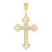 925 Sterling Silver Yellow-tone Men Cubic-Zirconia Cross Religious Charm Pendant 