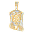 925 Sterling Silver Yellow-tone Unisex Cubic-Zirconia Jesus Religious Charm Pendant