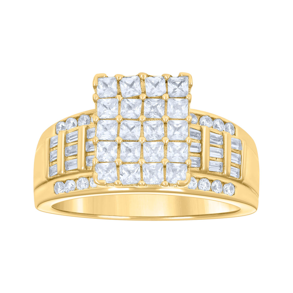 925 Sterling Silver Yellow-Tone Womens Cubic Zirconia Cinderella Ring Size 10 - SLV-136817
