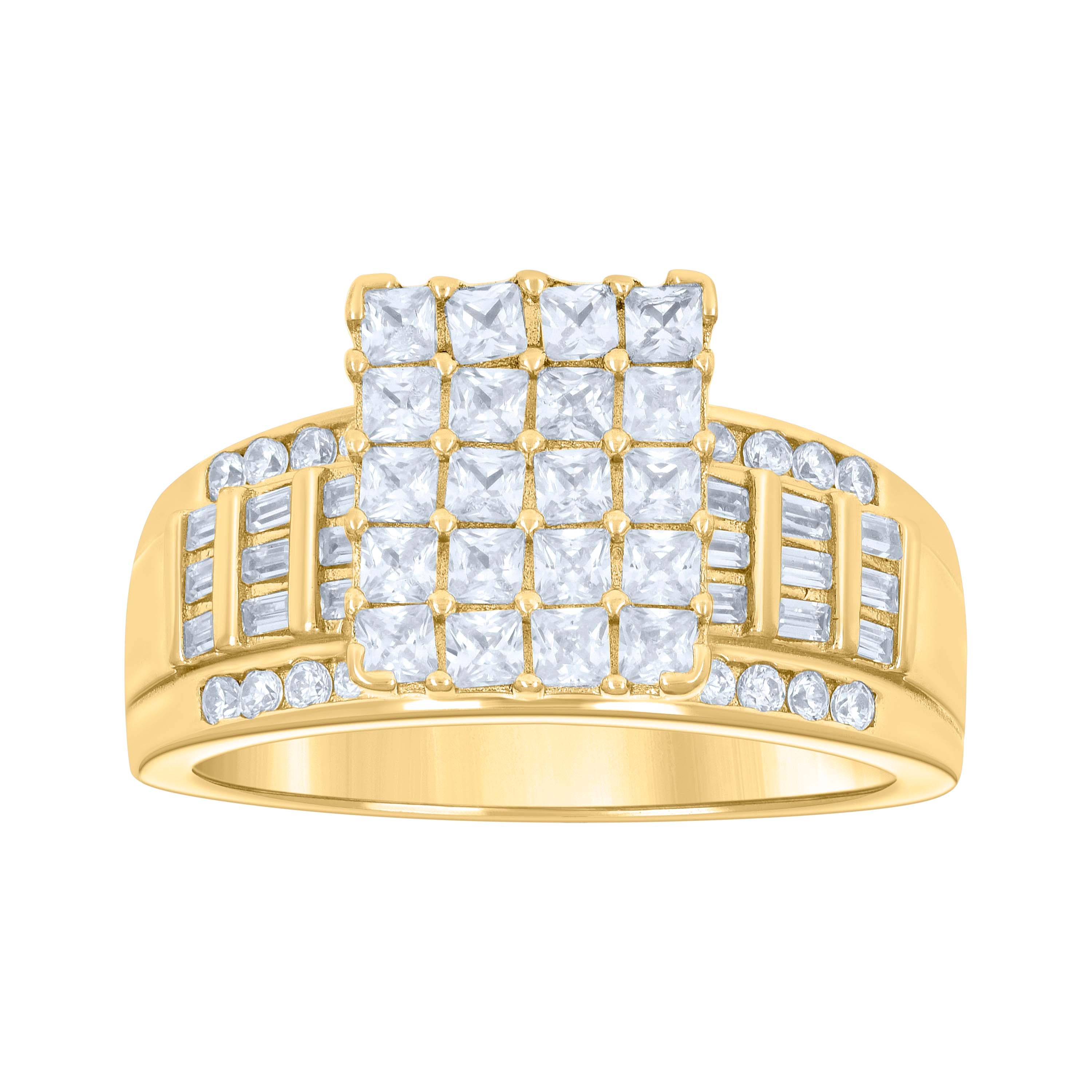 925 Sterling Silver Yellow-Tone Womens Cubic Zirconia Cinderella Ring Size 9 - SLV-59484