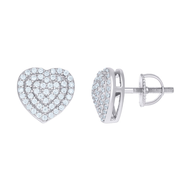 925 Sterling Silver Womens 0.52ct Moissanite Heart Stud Earrings 