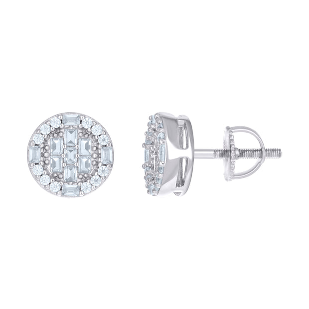925 Sterling Silver Womens 0.12ct Round 0.51ct Baguette Moissanite Fashion Stud Earrings 