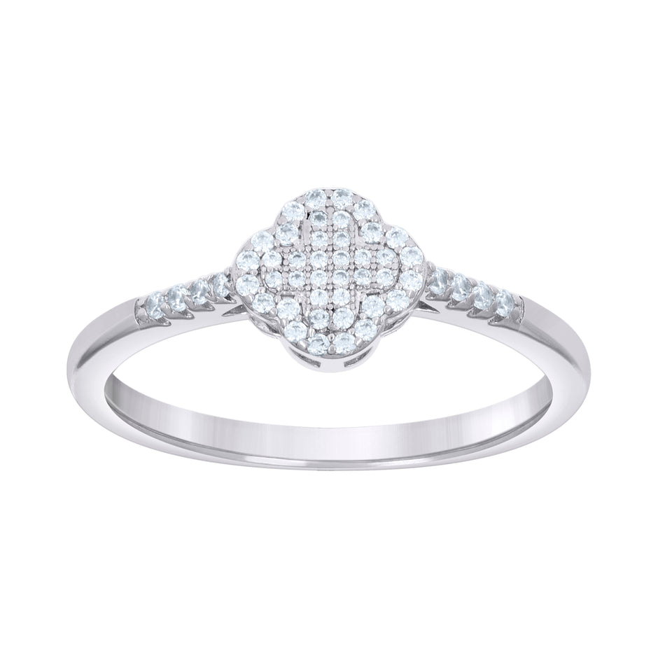 925 Sterling Silver Womens Cubic-Zirconia Clover Good Luck Ring Size 6 - SLV-136872