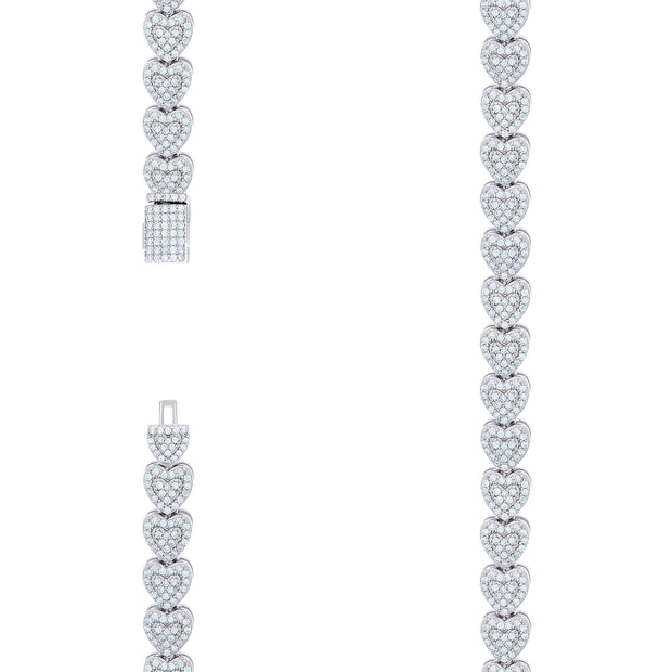 925 Sterling Silver Womens 6.56ct Moissanite Heart Chain Necklace 7mm Size 16 Inches - SLV-136933
