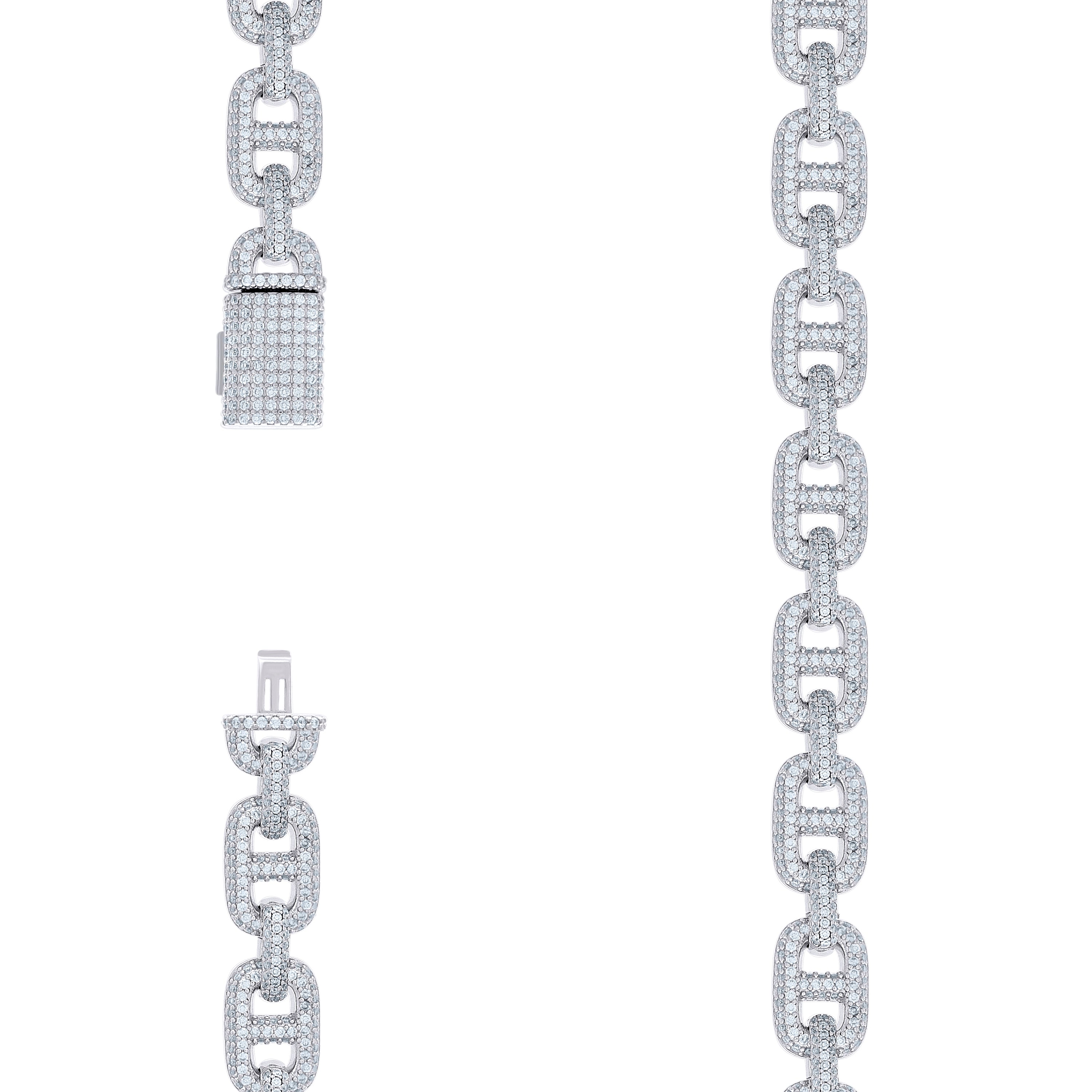 925 Sterling Silver 18.49ct Moissanite Mariner Link Chain Necklace 10mm Size 22 Inches - SLV-136946