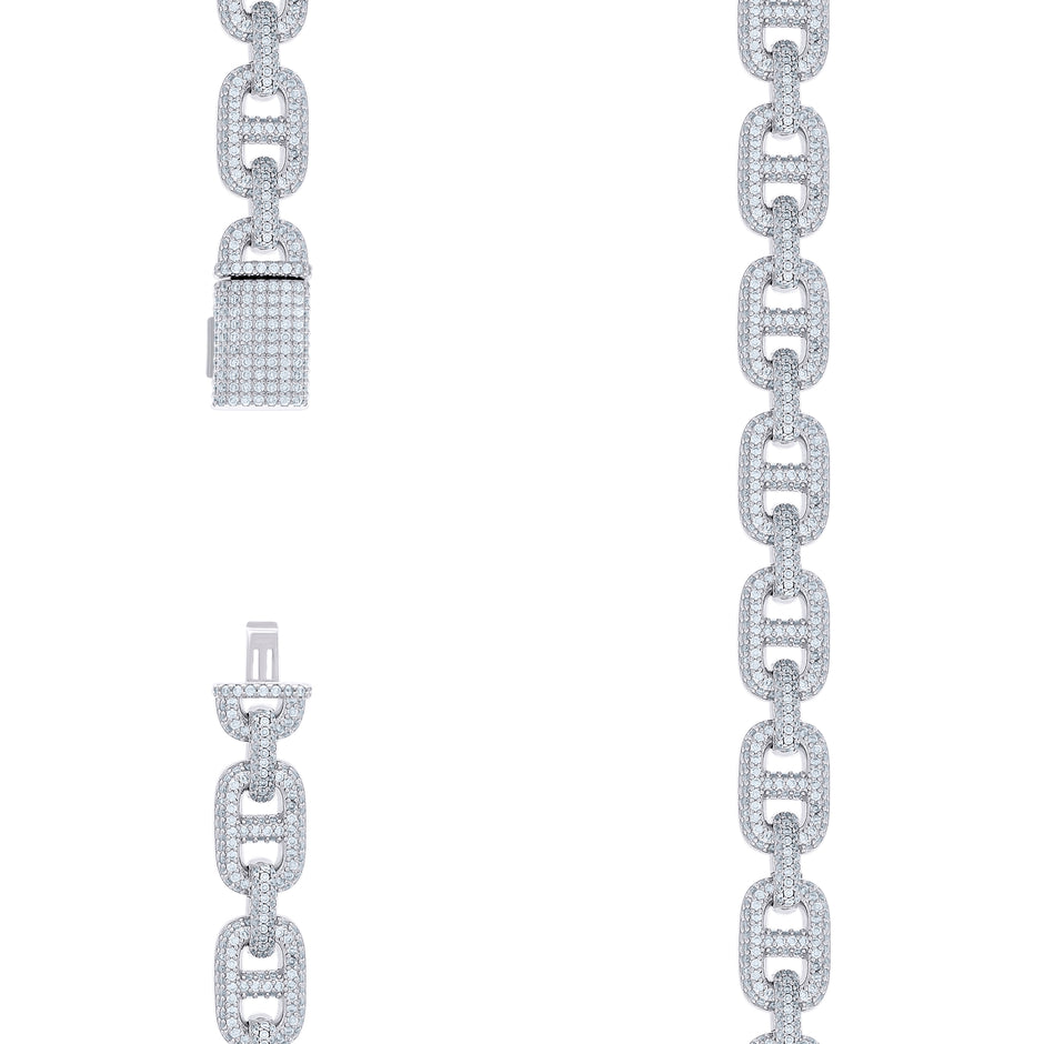 925 Sterling Silver 18.49ct Moissanite Mariner Link Chain Necklace 10mm Size 22 Inches - SLV-136946