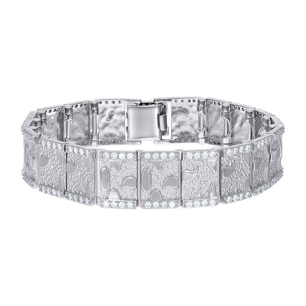 925 Sterling Silver 5.13ct Moissanite Square Link Nugget Bracelet 16mm Size 8.5 Inches