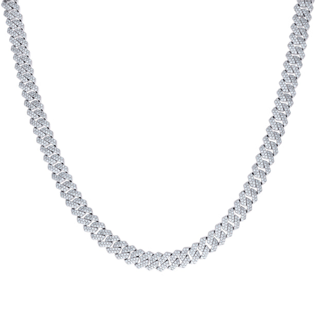 925 Sterling Silver 9.68ct Moissanite Square Cuban Chain Necklace 8mm Size 20 Inches