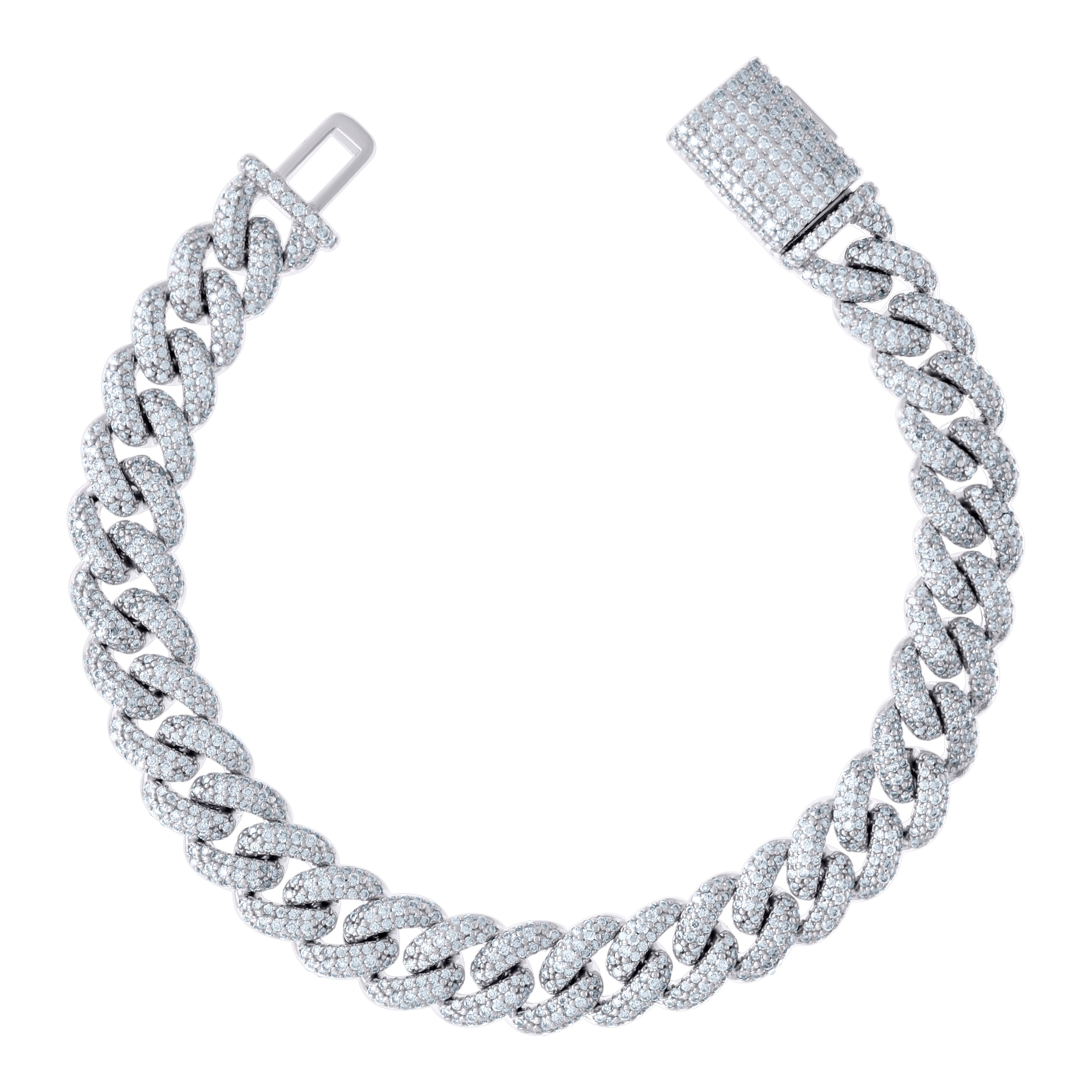 925 Sterling Silver 6.30ct Moissanite Cuban Chain Bracelet 10mm Size 8 Inches