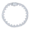 925 Sterling Silver 2.60ct Round, 1.91ct Baguette Moissanite Heart Link Bracelet 8mm Size 7 Inches