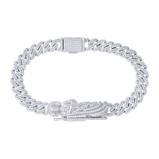 925 Sterling Silver 5.11ct Round, 0.43ct Baguette Moissanite St. Jude Bracelet Size 8.5 Inches