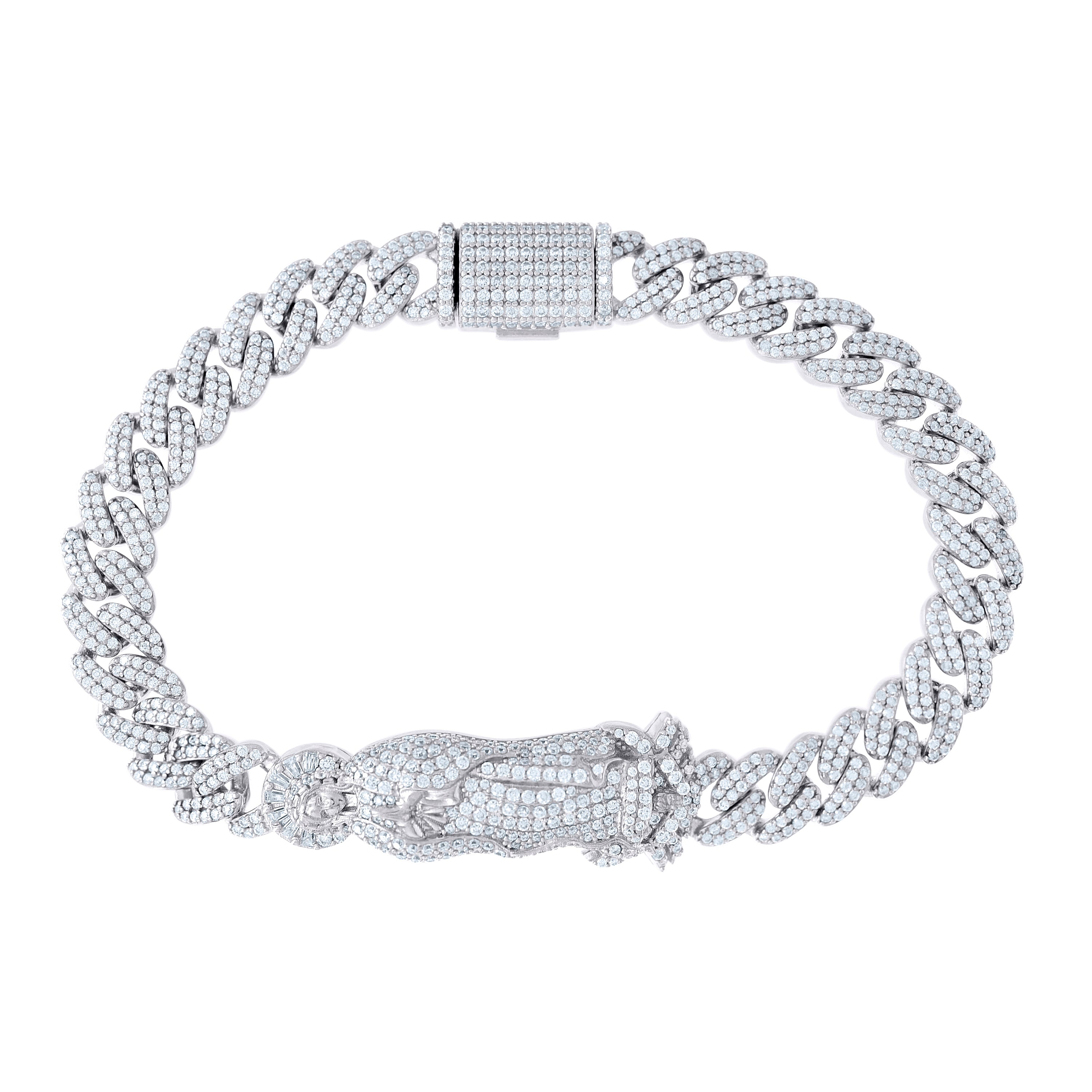 925 Sterling Silver 6.29ct Round, 0.29ct Baguette Moissanite Guadalupe Bracelet Size 8.5 Inches