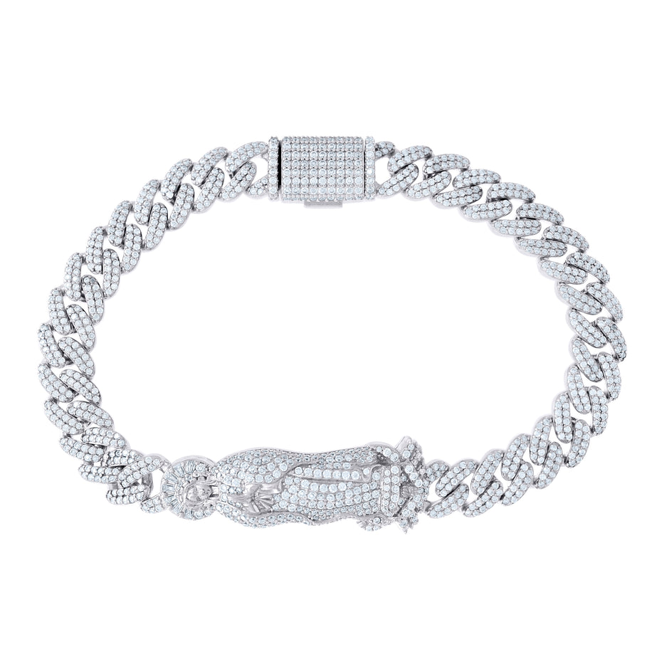 925 Sterling Silver 6.29ct Round, 0.29ct Baguette Moissanite Guadalupe Bracelet Size 8.5 Inches